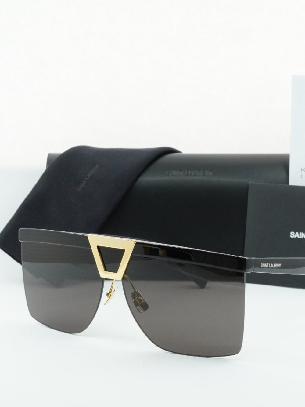Saint Laurent SL537 PALACE 001 Shield Sunglasses - Black / Grey
